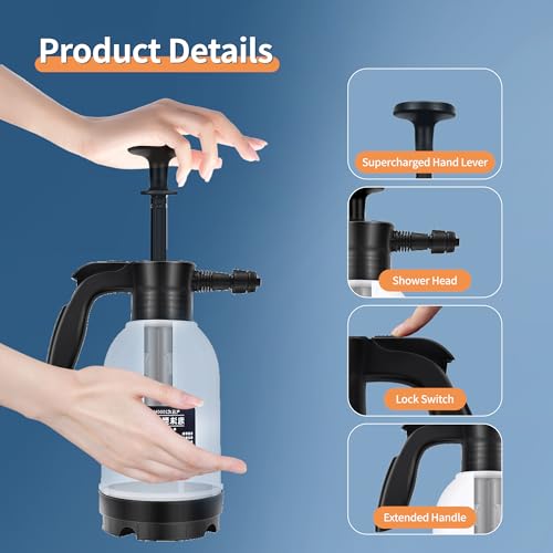 Acouto Bomba Pulverizador de Espuma Bomba Pulverizador de Espuma Presión Manual Agua Manual Shampoo Auto 2 Modos Área de Pulverización Grande Espuma a Presión para Jardinería