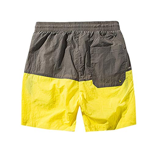Allywit M-5XL Men's Summer Jogger Shorts Recreational Sports Fitness Pants Elastic Waist with Pockets Yellow