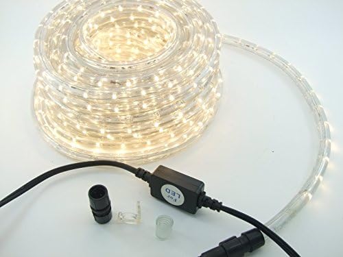 LUISHA 52ft Warm White 13MM LED Flexible Rope Light for Indoor /Outdoor Christmas Lighting Garden, Patio, Shop Windows, Christmas, New Year, Wedding, Birthday, Party, Event Warm White