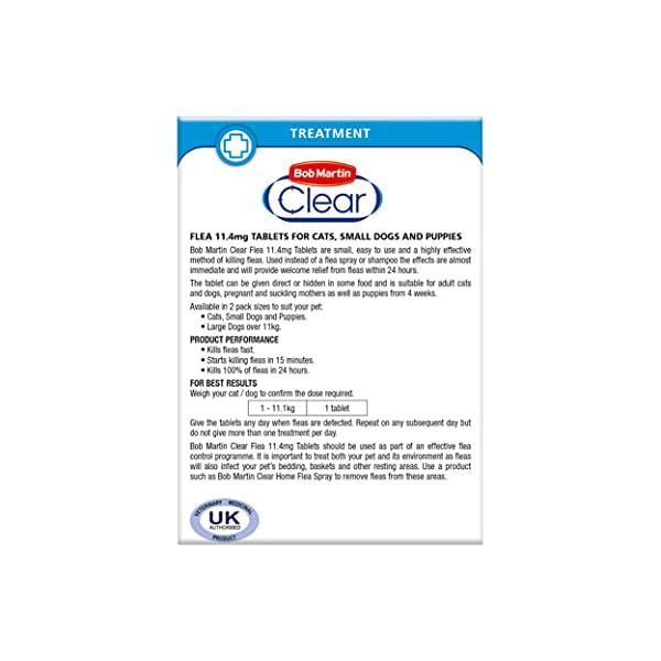 Bob Martin Clear | Cat Flea Tablets, also Suitable for Small Dogs and Puppies (1-11 kg) | Effective Treatment, Kills 100…