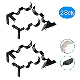 Yoaokiy Double Curtain Rod Brackets, 2 Sets(6Pcs), No Drill Adjustable Curtain Rod Holders Tap Right Into Window Frame for Bedroom Decoration(Black)