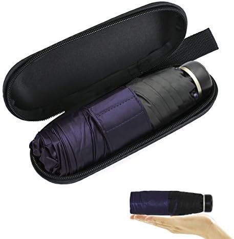 Travel Mini (6.7"), Ultralight(7.4oz) ,Open Diameter(38.6") Rauiong Compact UV Umbrella With Case for Women Purse Handbag (Purple)