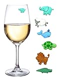 Baby Shower Wine Charms - Magnetic Wine Glass Markers - Animal Theme Set of 6 Drink Markers