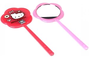 BANDAL & NEOUL Hello Kitty Handheld Flower Shaped Mirror - Set of 2 - Pink & Red - Individually Packaged Glass Mirrors