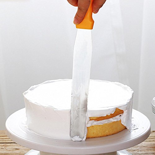 Cake Tools--Stainless Steel Butter Cake Cream Tool Spatula PP Plastic Handle Baking Mould By Ikevan--3 Colors- (Orange)