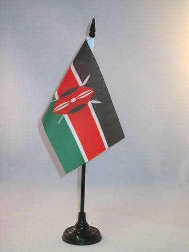 AZ FLAG, Kenya Table Flag 4'' x 6'', Kenyan Office Mini Banner 100% Polyester 15 x 10 cm