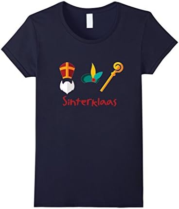 Womens Sinterklaas en Zwarte Piet T-Shirt Small Navy