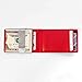 F&H Minimalist Slim Leather Wallet Money Clip Holds 8 Cards (Black/Red)