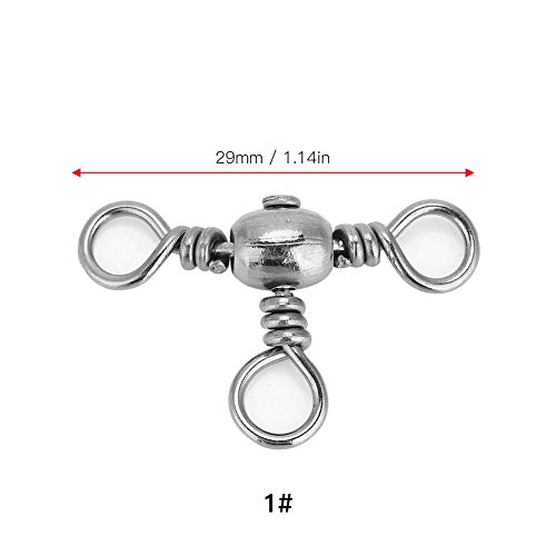 Yagosodee 20 Stücke Edelstahl 3 Way Fishing Ball Bearing Wirbel T-förmiger dreifacher Drehverbinder Schnell rollende… – Bild 5
