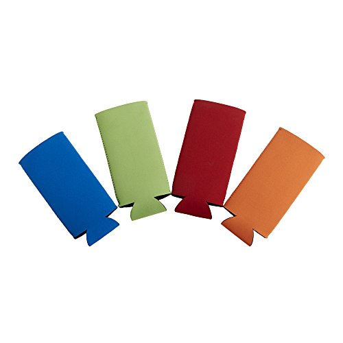 Ultra Slim Can Beer or Energy Drink Insulator Holder 12 oz Huggie Assorted Multi Pack, 4 Pack