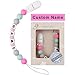 Pacifier Clip Personalized Name TYRY.HU Baby Girls Binky Holder Soothie Paci Clip Silicone Bead Teething Relief Teether Toy Handmade Baby Birthday Shower Gift (Pink)