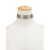 Boosic Chevron Choker Necklace For Women Silver Tone