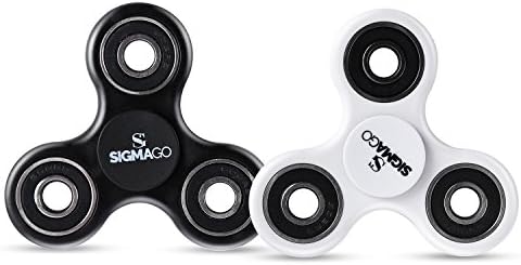SigmaGo 2 Pack Fidget Spinner with Premium Ball Bearings-Durable Well-Engineered Finger Spinner Tri-spinner Fidget Toy for Stress and Anxiety Relief - Perfect Gift for Your Kids (White and Black)