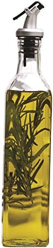Family Glass Olive-Vito Oil and Vinegar Dispenser Cruet Glass Bottle, 9 oz, Set of 2