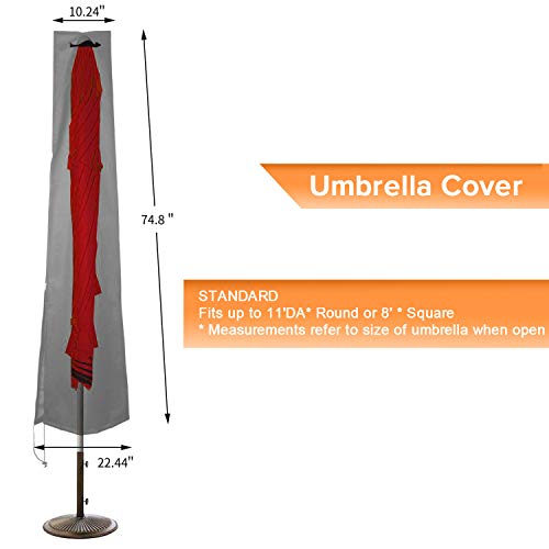 TURN RAISE Patio Umbrella Cover[2019 Newest],Waterproof Cantilever Outdoor Umbrella Cover with Zipper fit 8ft to 11ft,Black(Oxford Fabric)