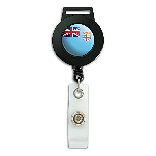 Fiji National Country Flag Lanyard Retractable Reel Badge ID Card Holder