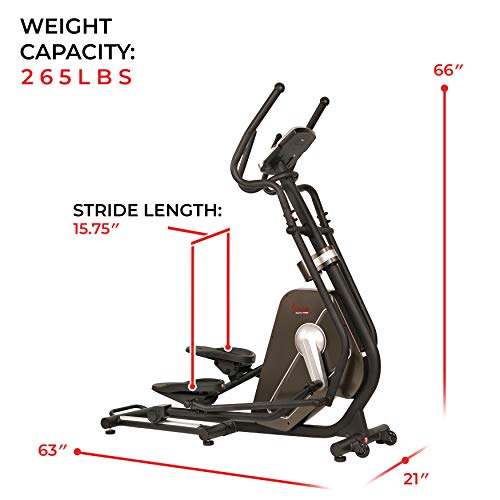 Sunny Health & Fitness Magnetic Elliptical Trainer Machine w/Tablet Holder, LCD Monitor, 265 LB Max Weight and Pulse Monitoring - Circuit Zone Sunny Health & Fitness Magnetic Elliptical Trainer Machine w/Tablet Holder, LCD Monitor, 265 LB Max Weight and Pulse Monitoring - Circuit Zone