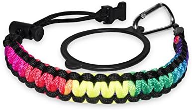 Paracord Hydro Flask Handle, Water Bottle Carrier with Safety Ring &amp; Carabiner, Sports Bike Water Bottle Holder for Hydro Flask Nalgene Camelbak &amp; Wide Mouth Water Bottles 18oz – 64oz Rainbow