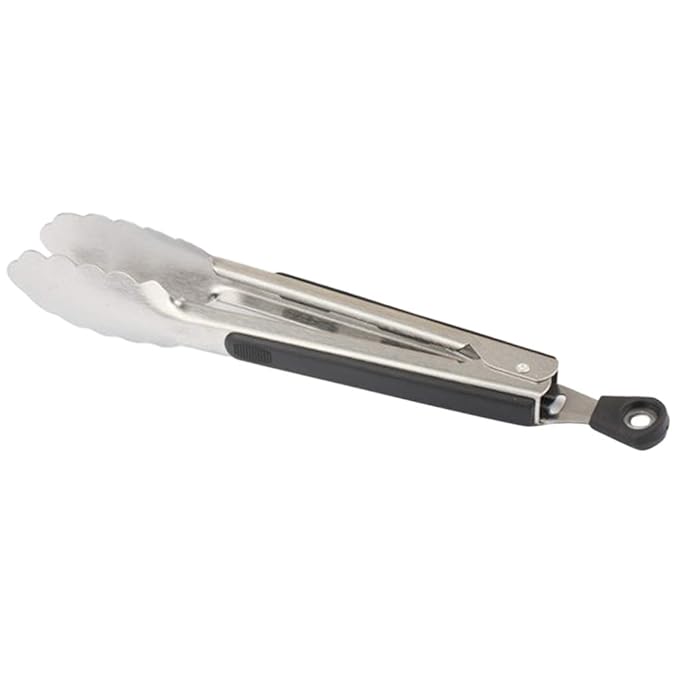 FLAMEER Salatzange/Küchenzange/Grillzange, rechteckig aus Metall, ergonomisch geformter Griff