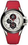 Guess u10575g4 day date white dial red silicone strap men watch NEW