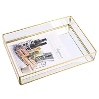 EUGNN Modern Clear Glass Tray, Jewelry Storage Case, Decorative Storage Tray, Jewelry Display Box, Perfume Tray Rings Bracelet Case Makeup Holder Cosmetic Tray Vanity Dresser Organizer(1pc S)