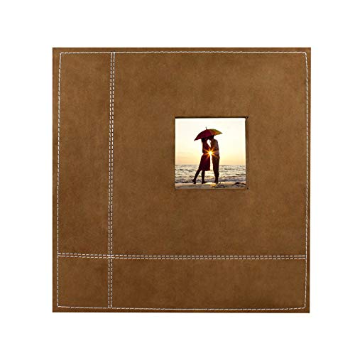 Zoview Art Magnetic Self-Stick Page Photo Album, Family Album, Suede Cover, Hand Made DIY Albums Holds 3X5, 4X6, 5X7, 6X8,8X10 Photos (Coffee, Large)