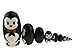 Apol Lovely Penguin with Bowtie Egg Shape Handmade Wooden Russian Nesting Dolls Matryoshka Doll Set 10 Pieces in a Box with Bow for Home Decoration Kids Toy Birthday Christmas Easter Gift