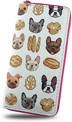 Womens Cartoon Wallet ,Ladies Long Clutch Zipper Purse for Teen Girls,Print Dog & Food