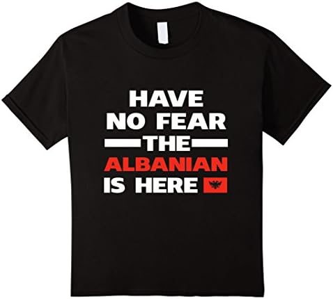Kids Have No Fear The Albanian Is Here Funny Flag T-Shirt 8 Black