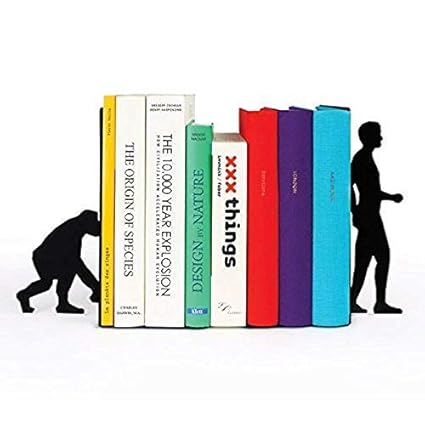 A10SHOP Ares Monkey to Men Evolution Metal Bookends with Non-Skid Base (Black)