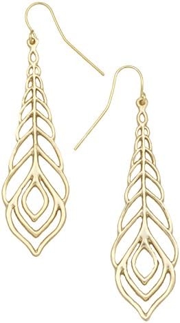 Peacock Feather Earrings (24k Gold-Plated) by Mercedes Shaffer