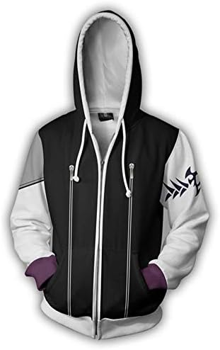 SPONSOKT Hoodie Fairy Tail Lucinaz, Gray 3D Anime Print Cosplay Costume With Cap Casual Long Sleeve Jacket