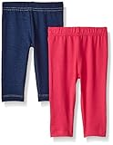 Gerber Graduates Girls' 2 Pack Leggings, Pink/Denim, 18 Months
