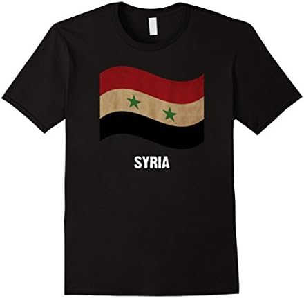 Mens Syria Flag Vintage T-Shirt Large Black
