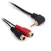 Qaoquda 3.5mm to 2RCA Adapter Cable, 8 Inch Gold Plated 90 Degree Right-Angled 1/8