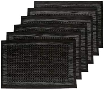 Zafos 6 Pieces PVC Dining Table Kitchen Placemats (45 X 30 cm), Black