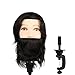 Male Mannequin Head 100% Human Hair Hairdresser Training Head Manikin Cosmetology Doll Head with Beard for Practice - Black, Table Clamp Included - Jack