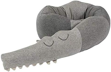 Ewer 185cm Crocodile Crib Bumper, Creative Alligator Crib Fence Bumper for Toddlers Newborns, Baby Crib Bumper Plush Nursery Cradle Decor, Grey