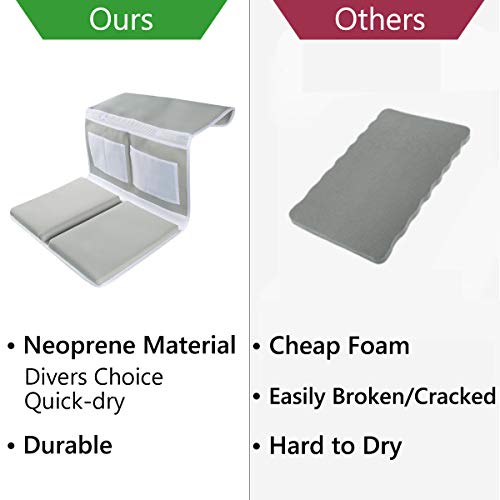 Bath Kneeler - Bath Knee Mat and Elbow Rest with Toy Organizer - Large Safety Kneeling Pad for Baby Bath Time, Garden Work, Exercise - Detachable and Foldable Child Bath Tub Padding for Parents - Gray
