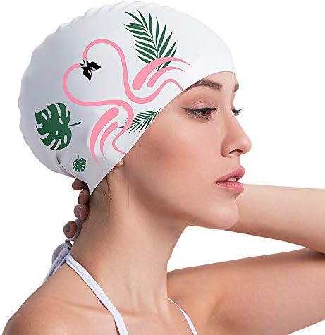 COPOZZAdult Swimming Cap, Unisex Waterproof Swimming Cap for Men and Women, Long Hair Silicone Swimming Cap for Men Women