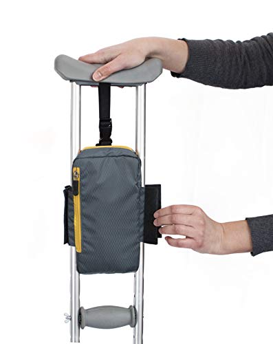 Dynamo sports pouch, crutch bag, walker bag, wheelchair bag, gray with yellow zipper - Thumbnail 5