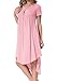 levaca Womens Summer Short Sleeve Swing Loose Beach Casual Shift Dress Pink L