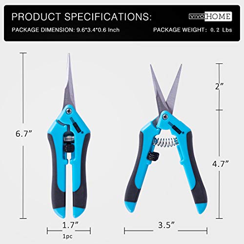 VIVOHOME Stainless Steel Hand Pruner Pruning Shear for Gardening Blue