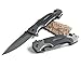 Folding Knife Pocket Knife with Black G-10 Handle, Gray Steel Blade and Liner Lock, Perfect for Outdoor and Daily Use ALHAKIN