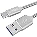 HOISAN USB C Cable 2-Pack 3ft Metal USB Type-C Charging Cord Fast Charge and Data Transfer for Samsung Galaxy S9 S8 Plus Note 8,LG V20 V30 G5 G6,Pixel XL,Nintendo Switch - Silver