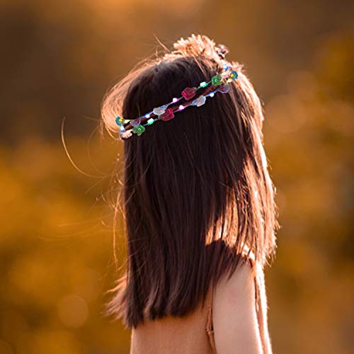 B bangcool LED Flower Crowns Headband, Light Up Flowers Wreath Hair Hoop Floral Headpiece Bulk Photograph Prop for Girls Women Wedding Graduation Festival Holiday Christmas Halloween Party(10PCS)