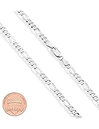 MiaBella - Cadena de eslabones de plata de ley 925 maciza italiana de 0.197 in, corte de diamante, cadena de eslabones Figaro para mujer y hombre, 16.0 in, 18.0 in, 20.0 in, 22.0 in, 24.0 in, 26.0 in, 30.0 in