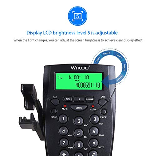 Wikoo Call Center Dialpad,Black Corded Dialpad with Mute Function with Caller ID Receiver and Monaural Headset Noise Canceling Microphone for Home & Business(R6)
