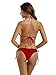 zeraca Women's Tie Side Bottom Triangle Bikini Swimsuits (M10, Dark Red)