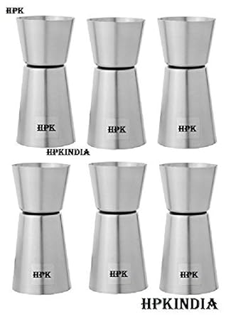 Bar Accessories-6 PCS PACK OF HPK-INDIA Double Sided Peg Measuring cup approx 30/60ml (stainless steel) by hpkindia (indian mfg.)